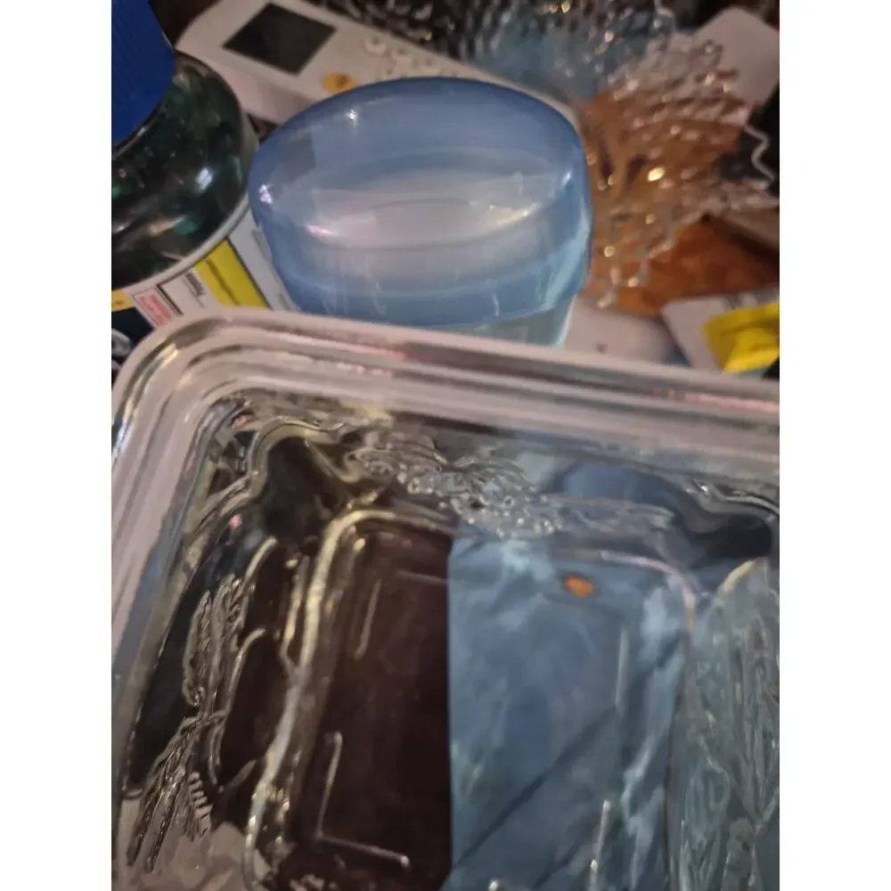 Vintage Libby Embossed Glass Set Of 3 Fruit Cannister Has A Clear Square Body...